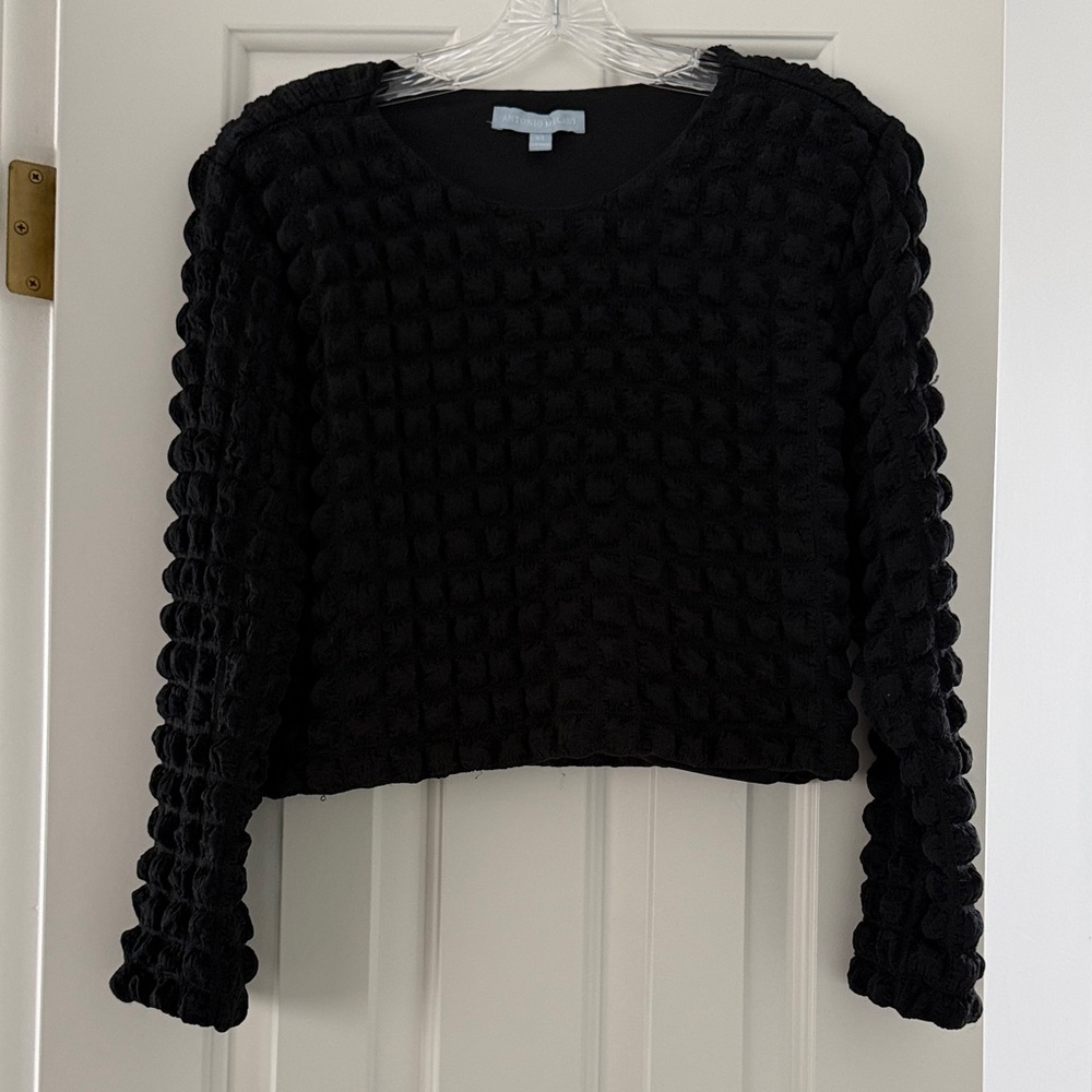 Antonio Melani Black Textured Knit Top